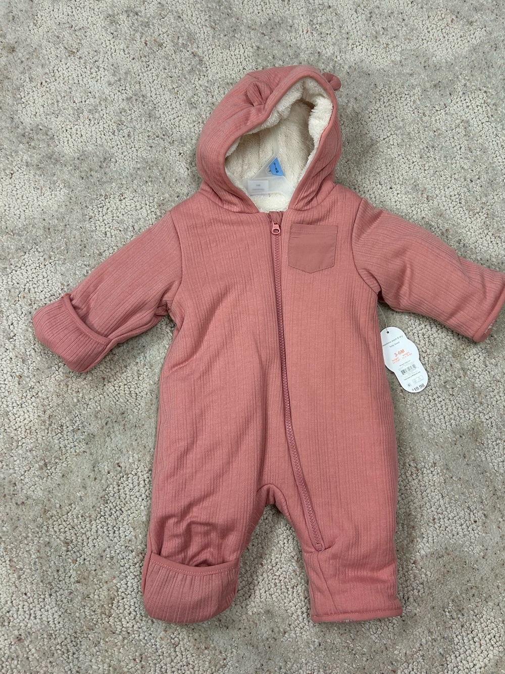 Wonder Nation Baby girl snowsuit Dusty Rose 3-6mo NWT